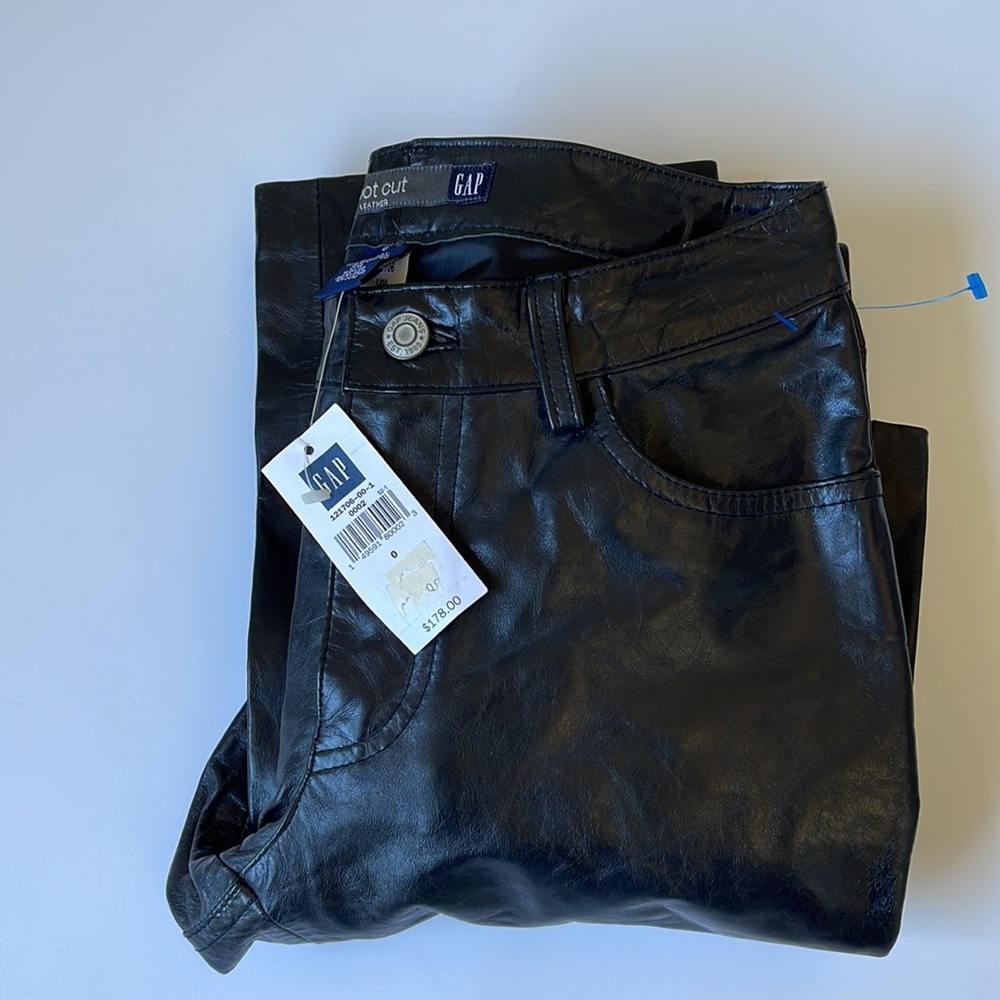 Gap Genuine Leather Bootcut Pants size 0, Black NWT
